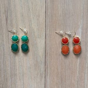 JEWEL DUO EARRINGS - TURQUOISE/GREEN OR ORANGE ✨